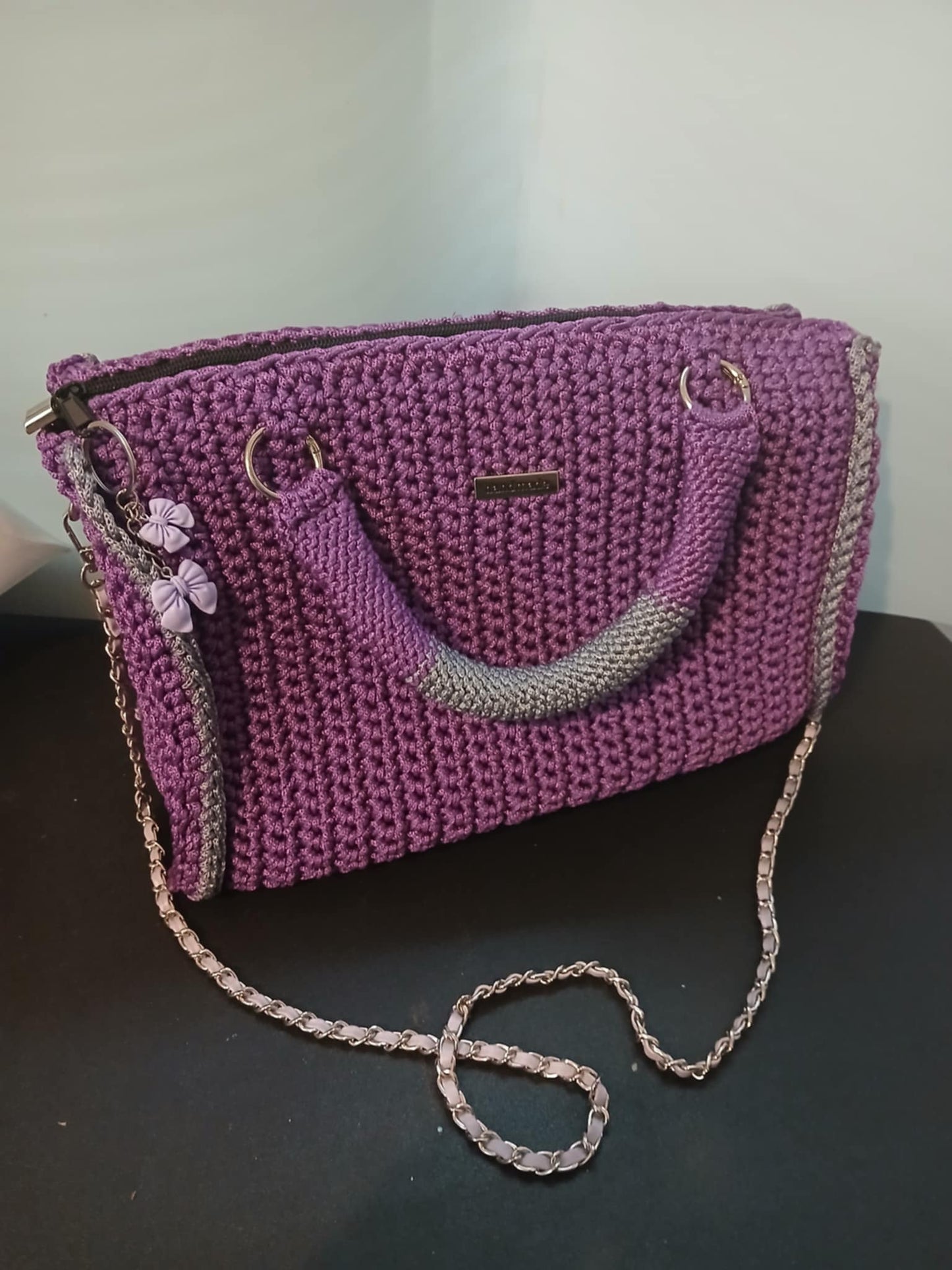 Plum Grace” Crochet Handbag