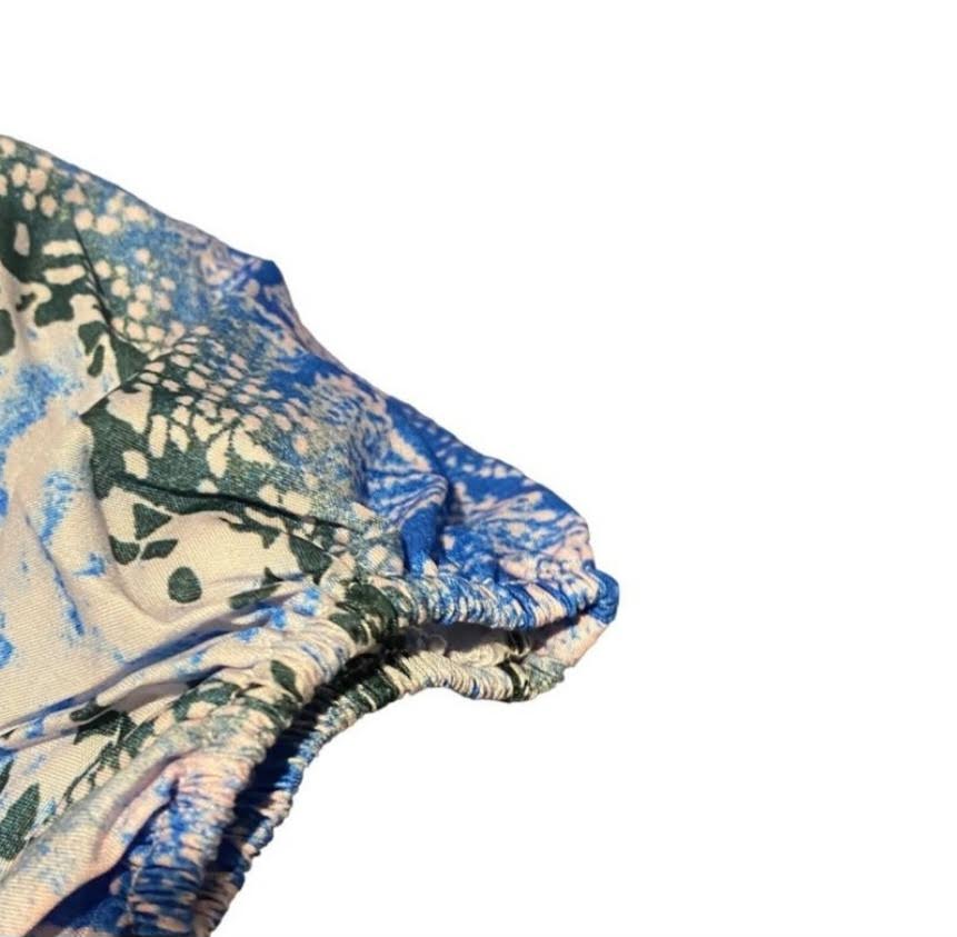 SHEIN Blue Bell Sleeve floral snake blouse