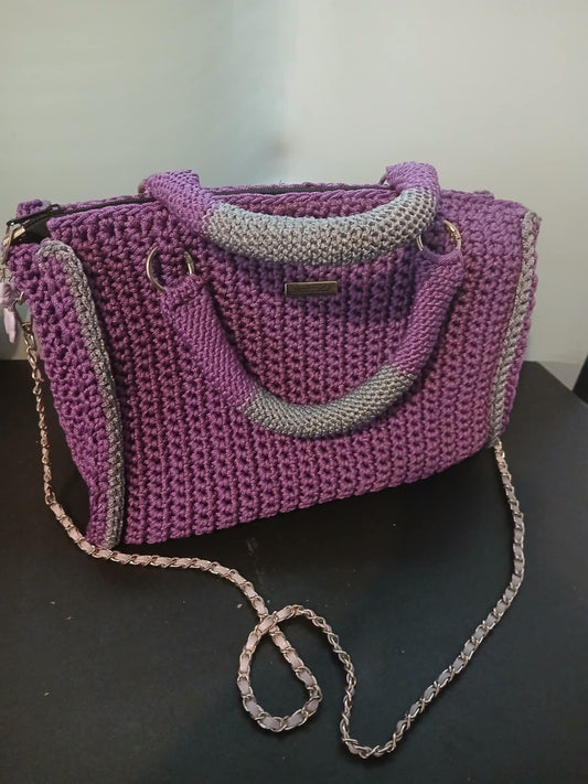 Plum Grace” Crochet Handbag