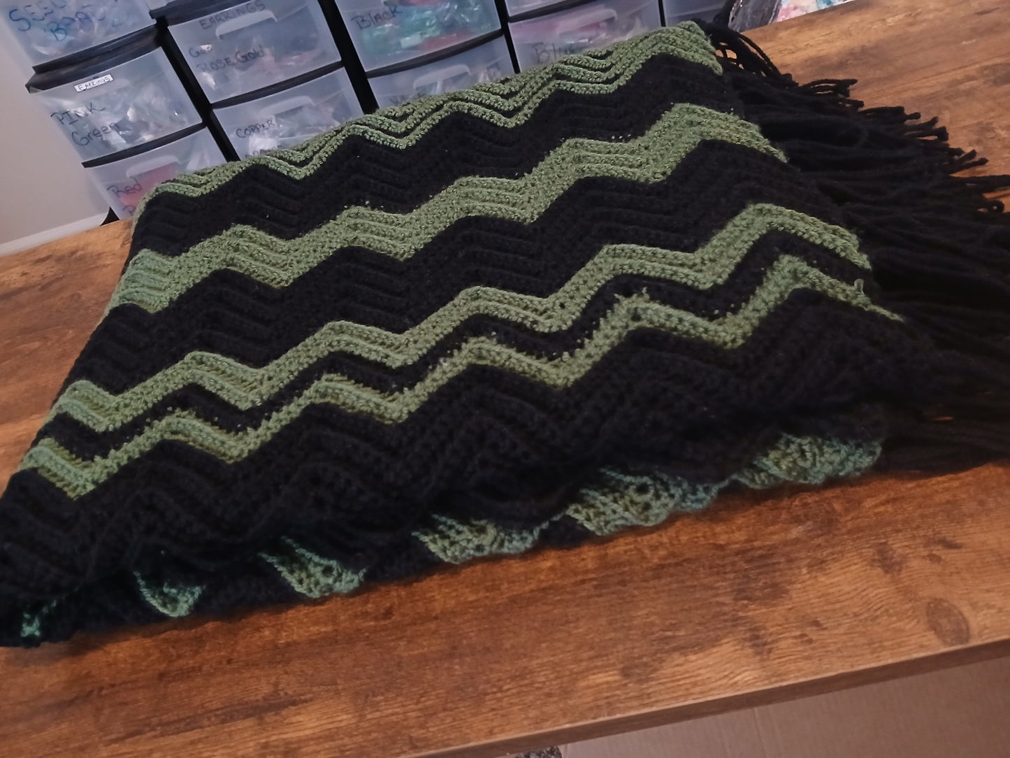Forest Wave Chevron Crochet Blanket