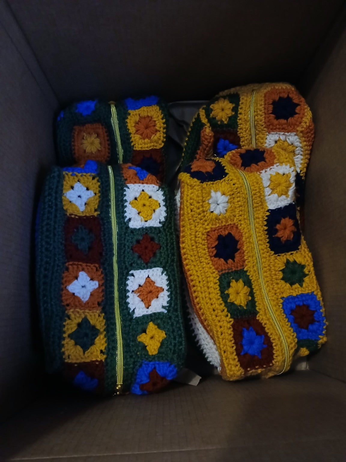 Granny Square Cosmetic Bag – Handmade Crochet Beauty Pouch