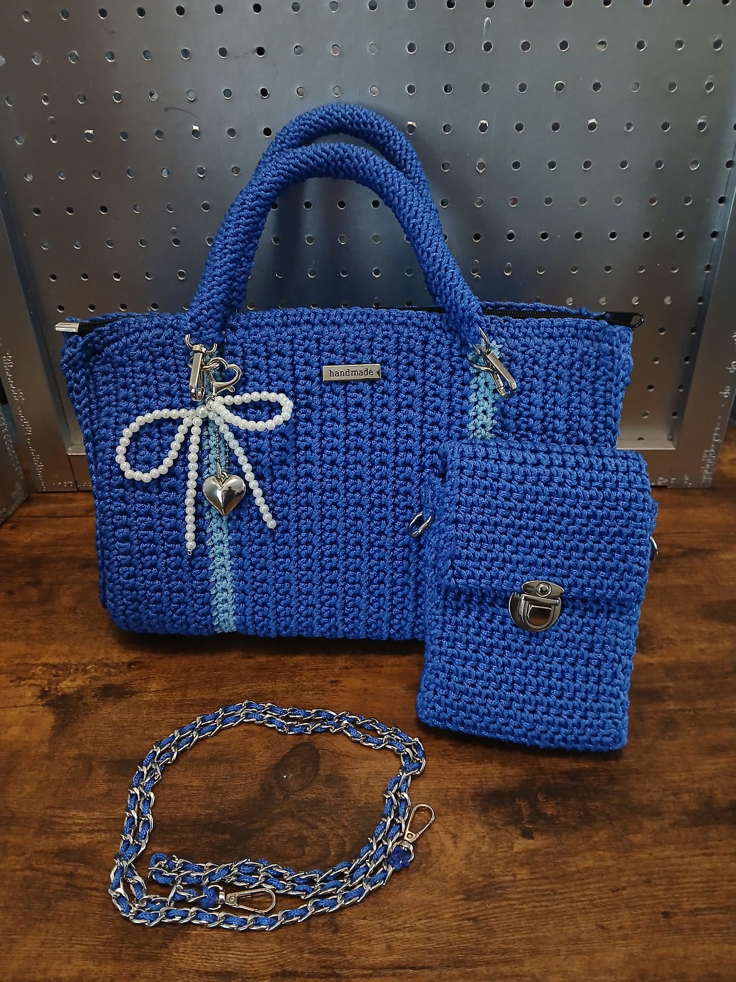 Blue Blossom Luxe Crochet Bag Set