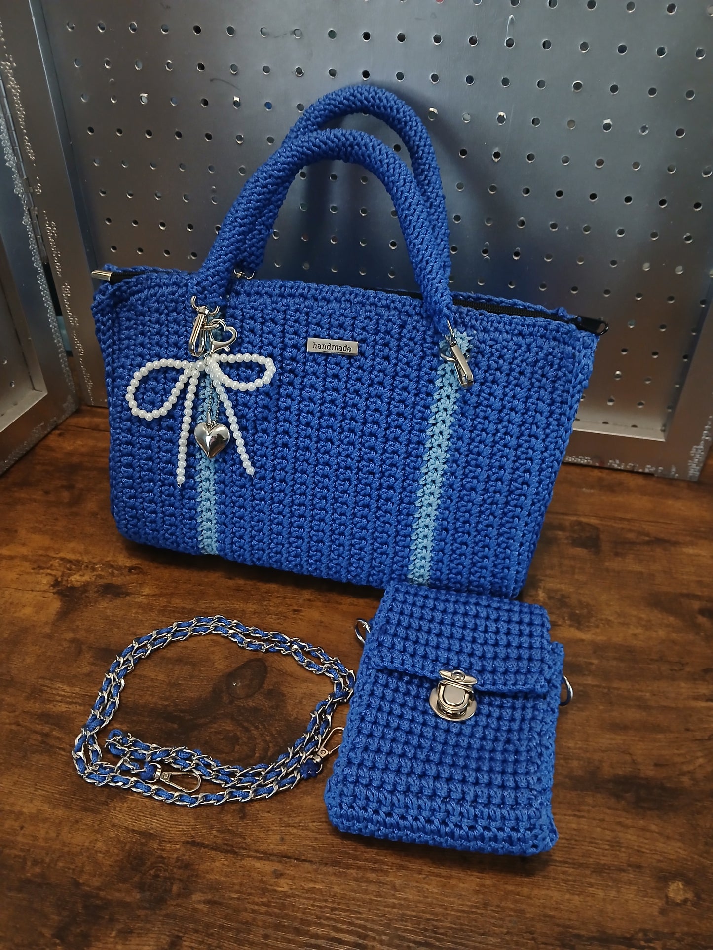 Blue Blossom Luxe Crochet Bag Set