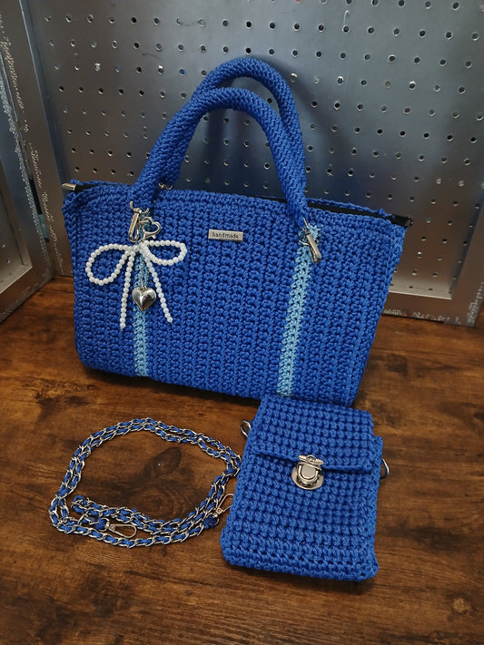 Blue Blossom Luxe Crochet Bag Set